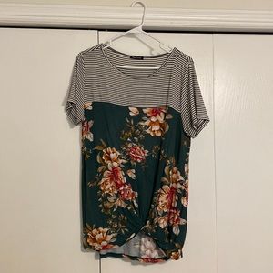 Pink Clover Pallas Short sleeve knot front Knit top